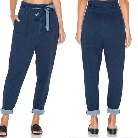 NWT AG Adriano Goldschmied Pentra Indigo Denim Pants Belted Seven Jean Size 26 - Picture 2 of 5